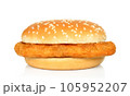 Burger with chicken meat on a white background 105952207