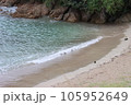 砂浜に打ち寄せる波 105952649