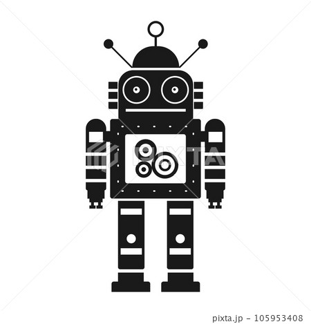 Retro Robot Mechanical Toy in Outline Design Retro Robot Mechanical Toy in Outline Design 105953408