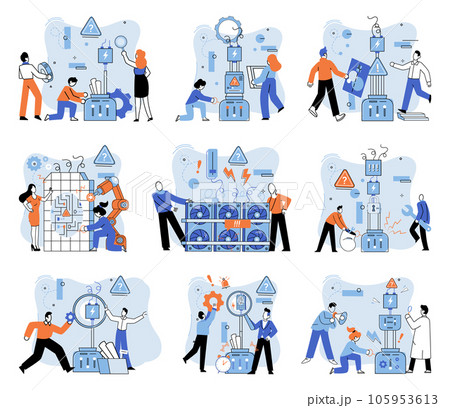 Team solving complex problems. Teamwork vector illustration metaphor. Business invest energy sources Brain activity abstract concept Combining parts to achieve a result Coworkers characters Coworkers Team solving complex problems. Teamwork vector illustration metaphor. Business invest energy sources Brain activity abstract concept Combining parts to achieve a result Coworkers characters Coworkers 105953613
