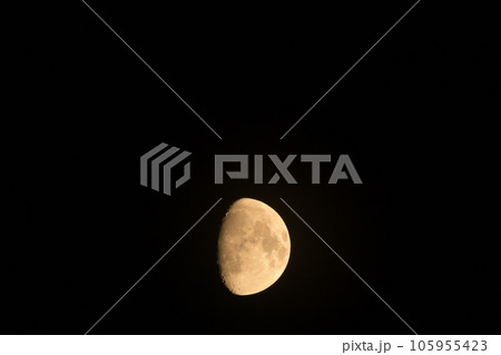 北杜市白州町、月齢10.4上弦後バラ色の七月の月（位置：中央下） 105955423