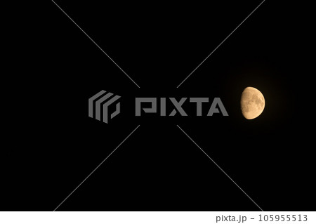 北杜市白州町、月齢10.4上弦後バラ色の七月の月（位置：右中） 105955513