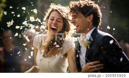 Happy wedding couple 105955920