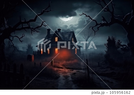 Halloween dark house background 105956162