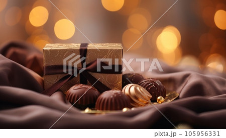 Beautiful chocolate box full of chocolate treats 105956331