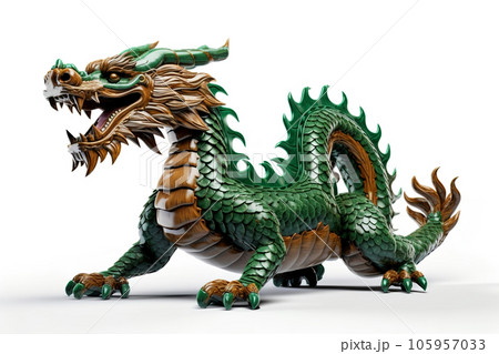 Green wood dragon, generative ai illustration Stock Illustration