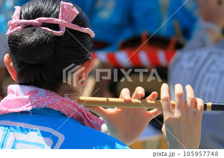 祭りの鉢巻　ねじり鉢巻き　くわがたかぶり　祭囃子 105957748