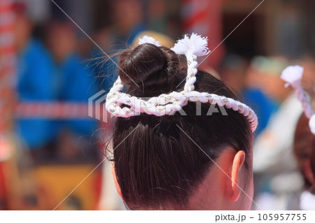 祭りの鉢巻　ねじり鉢巻き　くわがたかぶり　祭囃子 105957755