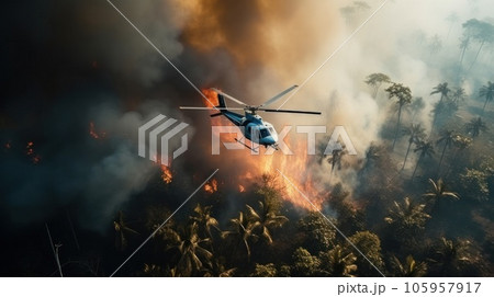 Fire in the tropical forest Fire in the tropical forest 105957917