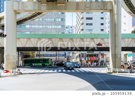 【東京都】首都高速の高架下にある池袋の交差点 【東京都】首都高速の高架下にある池袋の交差点 105959139