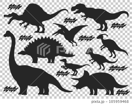 さまざまな恐竜のシルエットのイラストセット 105959468