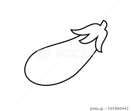 シンプルなナスの線画イラスト シンプルなナスの線画イラスト 105960442