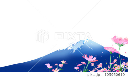 コスモスのさく秋の富士山の裾野の風景 コスモスのさく秋の富士山の裾野の風景 105960610