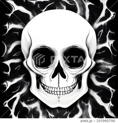 Scary skull illustration black and white art design Scary skull illustration black and white art design 105960798