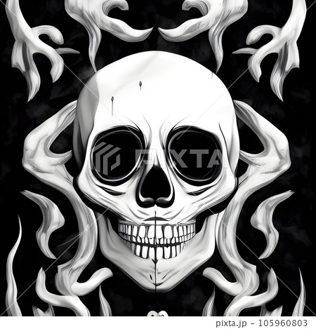 Scary skull illustration black and white art design Scary skull illustration black and white art design 105960803