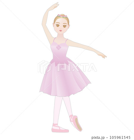 ダンサーのイラスト_花のワルツを踊るバレリーナのイメージ 105961545