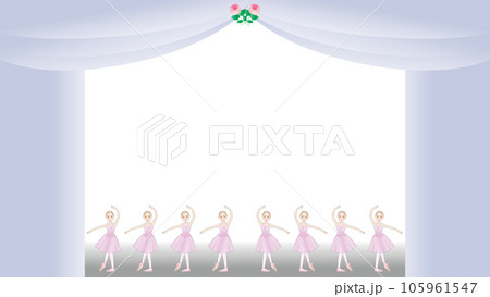 ダンサーのイラストセット_花のワルツを踊るバレリーナ達のイメージ 105961547