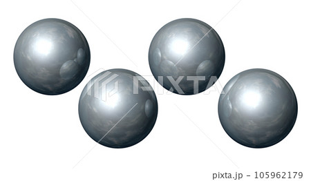 立体（3D）「4Ball/4つの球体・ボール 」シルバー,銀 105962179