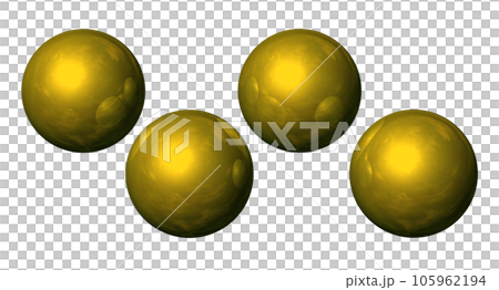 立体（3D）「4Ball/4つの球体・ボール 」ゴールド,金 105962194