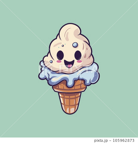 cute adorable ice cream ghost vectorのイラスト素材 [105962873] - PIXTA