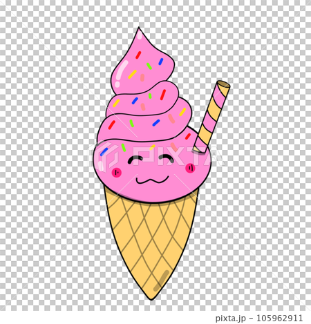 colorful ice cream in waffle cone cartoon style colorful ice cream in waffle cone cartoon style 105962911