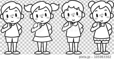 照れて赤くなっている女の子と男の子セット 105963302