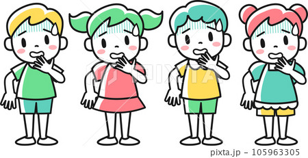 怖がっている男の子と女の子のイラストセット 105963305