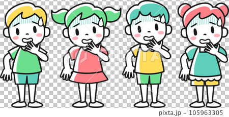 怖がっている男の子と女の子のイラストセット 105963305