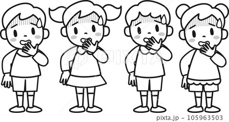 怖がっている男の子と女の子のイラストセット 怖がっている男の子と女の子のイラストセット 105963503