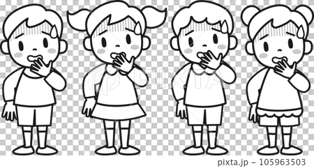 怖がっている男の子と女の子のイラストセット 怖がっている男の子と女の子のイラストセット 105963503