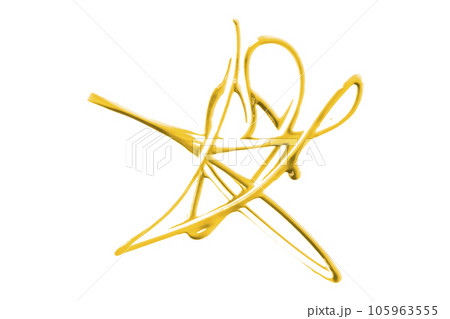 Yellow watercolor drop zigzag isolated on white background. 105963555