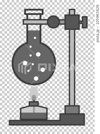 ガラス製フラスコで液体を加熱している科学実験のイラスト 105963826