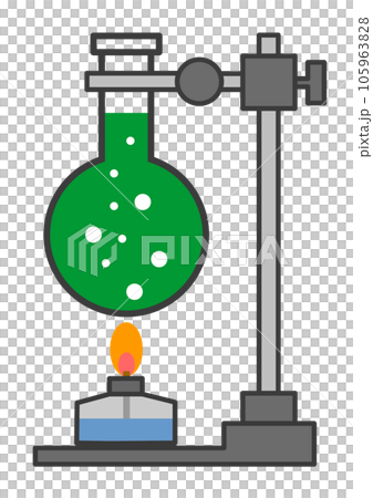ガラス製フラスコで液体を加熱している科学実験のイラスト 105963828