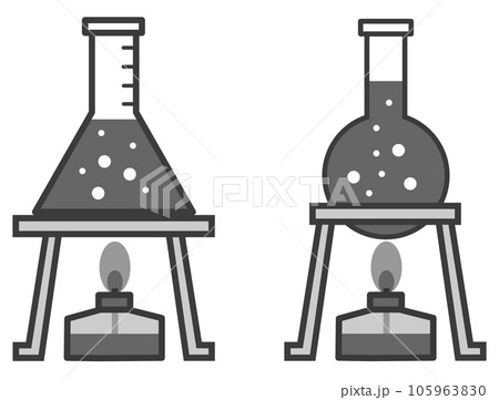 ガラス製フラスコで液体を加熱している科学実験のイラスト ガラス製フラスコで液体を加熱している科学実験のイラスト 105963830