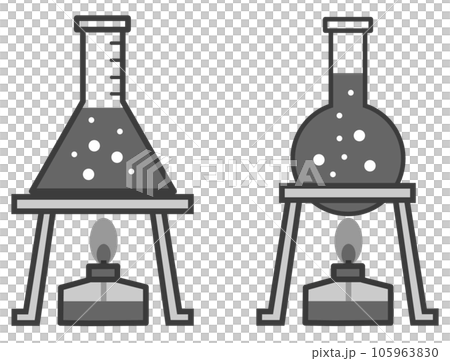 ガラス製フラスコで液体を加熱している科学実験のイラスト ガラス製フラスコで液体を加熱している科学実験のイラスト 105963830
