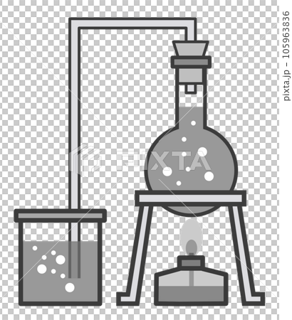 ガラス製フラスコで液体を加熱している科学実験のイラスト 105963836