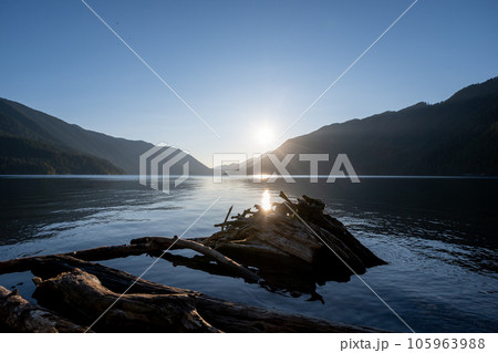 Tranquil summer sunset on Lake Crescent in Olympic National Park, Washington. 105963988