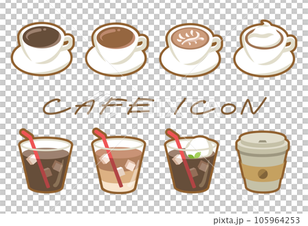 Coffee icon material (circle, for SNS, illustration, cafe, border) 105964253