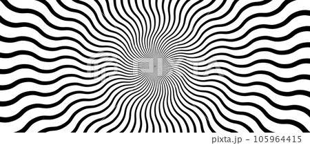 Radial optical illusion background. Black and white abstract