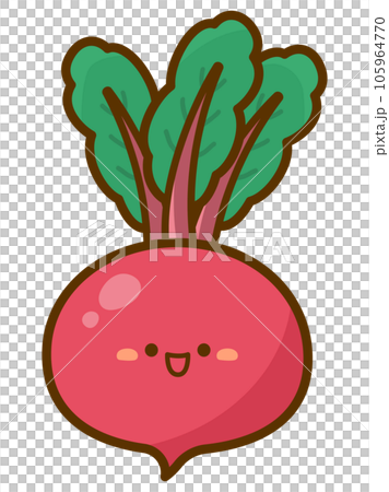 かわいい顔のある赤カブのイラスト かわいい顔のある赤カブのイラスト 105964770