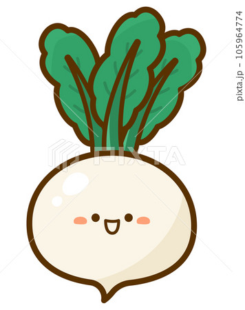 かわいい顔のあるカブのイラスト素材 105964774