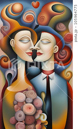 Happy couple digital painting surrealism art Happy couple digital painting surrealism art 105964775