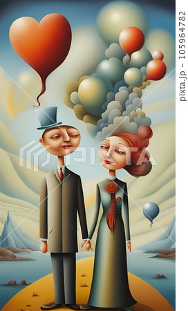 Happy couple digital painting surrealism art Happy couple digital painting surrealism art 105964782