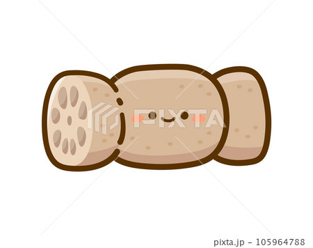 かわいい顔のある蓮根のイラスト素材 かわいい顔のある蓮根のイラスト素材 105964788
