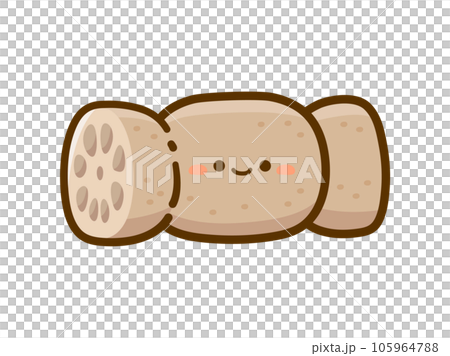 かわいい顔のある蓮根のイラスト素材 かわいい顔のある蓮根のイラスト素材 105964788