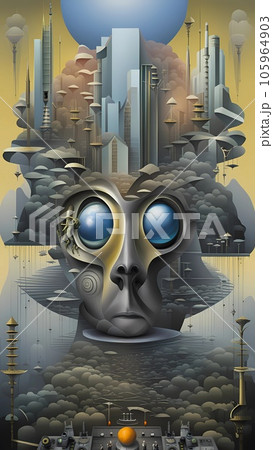 Modern techno world surrealism art painting Modern techno world surrealism art painting 105964903