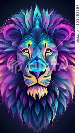 Poster of glowing lion head Poster of glowing lion head 105965167