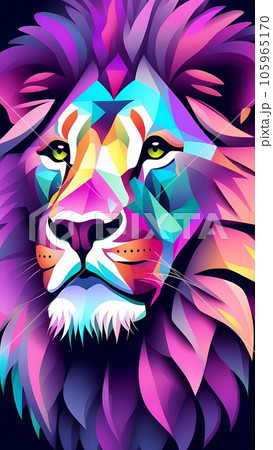 Poster of glowing lion head Poster of glowing lion head 105965170