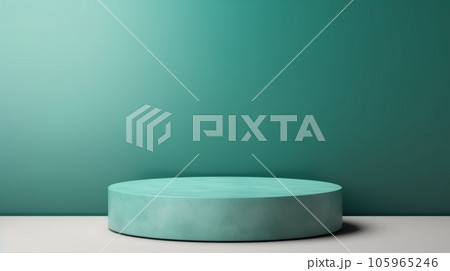 Aquamarine Crystal Abstract Minimalistic Product Podium. The Scene for Product Presentation. 3D Room with Geometric Platform Stage Pedestal. Ai Generated Podium Mockup for a Product advertisement. 105965246