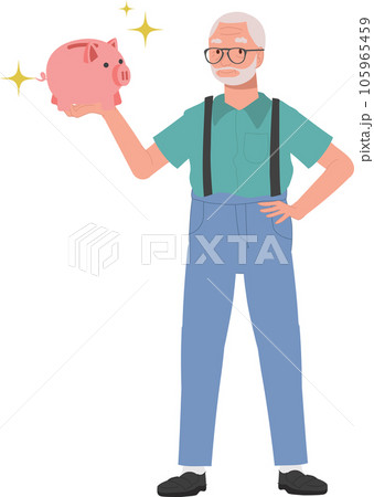 Retirement Savings Concept. Happy Elderly man...のイラスト素材 [105965459] - PIXTA